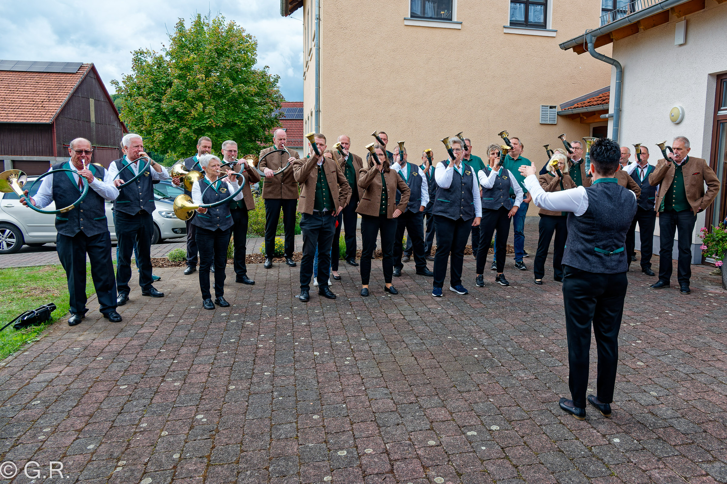 Massenchor beim 30-Jährigen Jubiläum der Jagdhornbläser Giebelrain